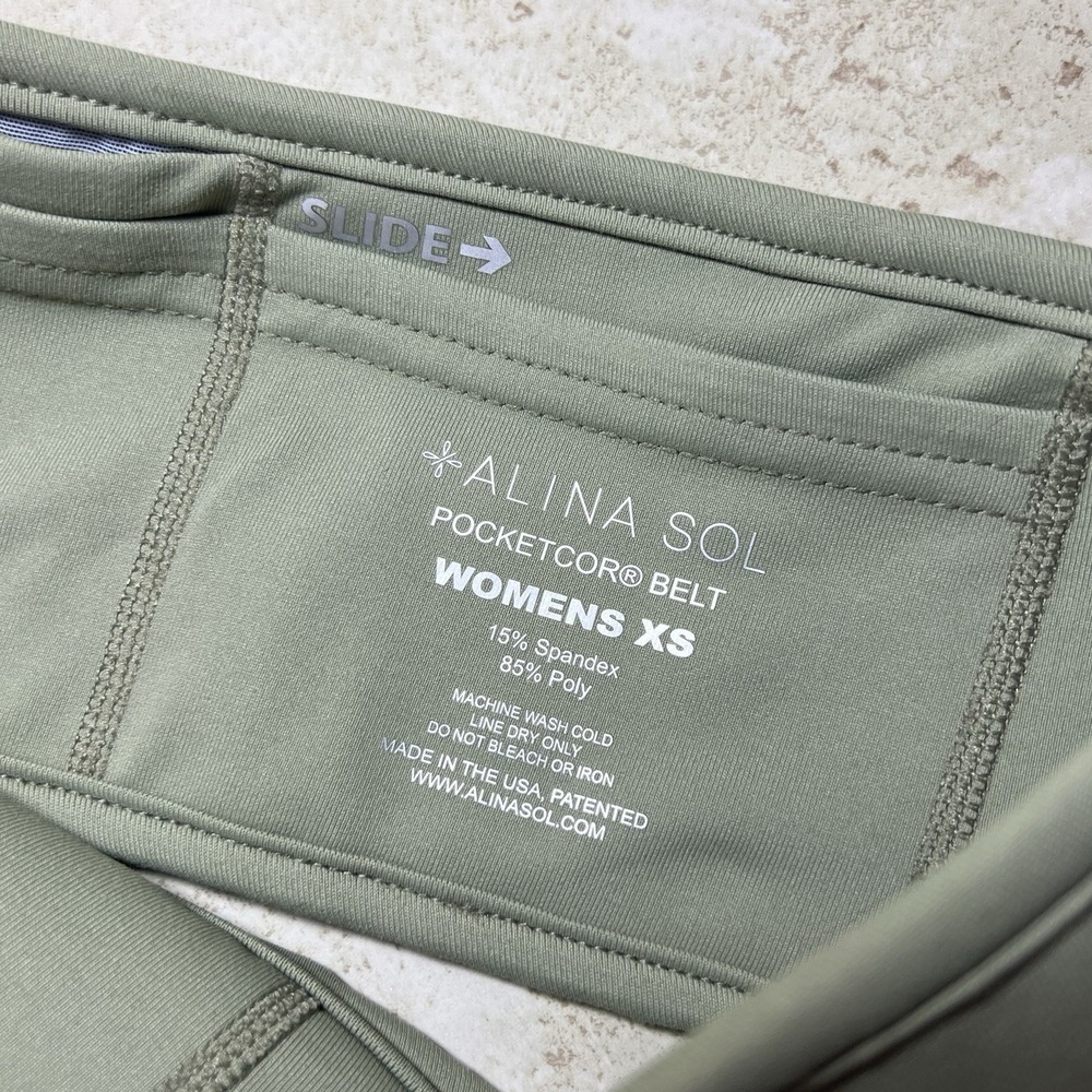 Alina Sol Women's XS Stretch Pocketcor Belt Waist Pack Light Olive Green Pockets